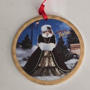 Vintage Barbie Happy Holidays 1996 Porcelain Ornament – Enesco Mattel – NIB